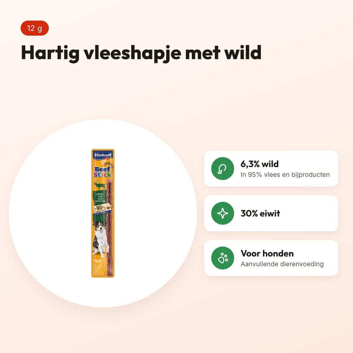 Vitakraft Beefstick wild 12 g – hartig vleeshapje voor honden – voordelen