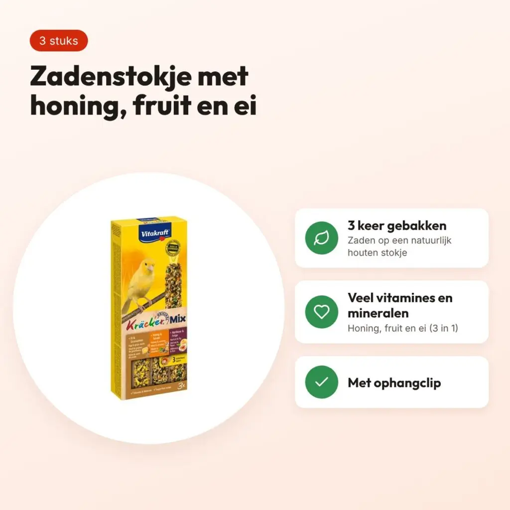 Vitakraft kanarie kracker honing, fruit en ei 3 in 1 – 3 stuks – voordelen