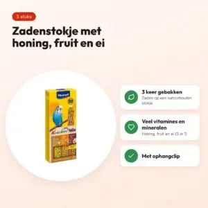 Vitakraft parkiet kracker honing, fruit en ei 3 in 1 – 3 stuks – voordelen
