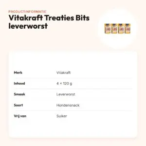 Vitakraft Treaties Bits leverworst 120 g – suikervrij, multipack 4 stuks – productinformatie