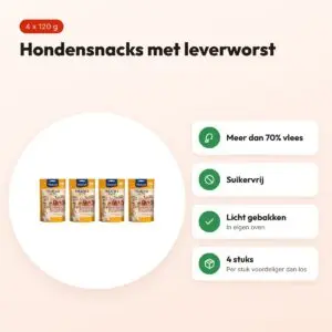 Vitakraft Treaties Bits leverworst 120 g – suikervrij, multipack 4 stuks – voordelen