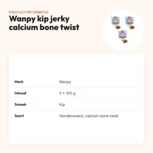 Wanpy hondensnack kip jerky calcium bone twists 100 g – multipack 3 stuks – productinformatie