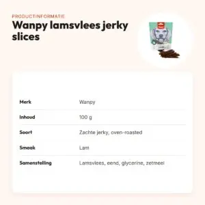 Wanpy hondensnack lamsvlees jerky slices 100 g – oven-roasted – productinformatie