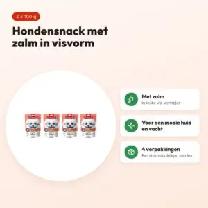 Wanpy hondensnack zalm in visvorm 100 g – multipack 4 stuks – voordelen