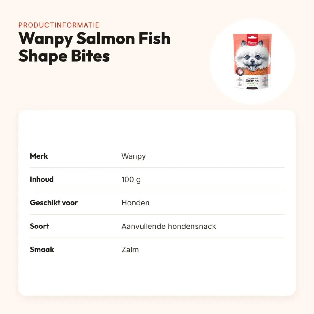 Wanpy Oven-Roasted Salmon Fish Shape Bites 100 g – zalmsnack – productinformatie