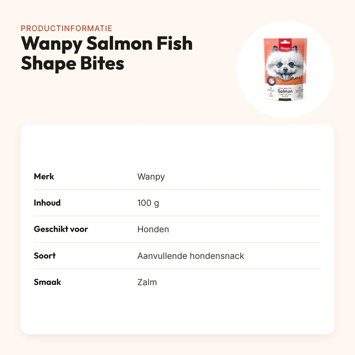 Wanpy Oven-Roasted Salmon Fish Shape Bites 100 g – zalmsnack – productinformatie