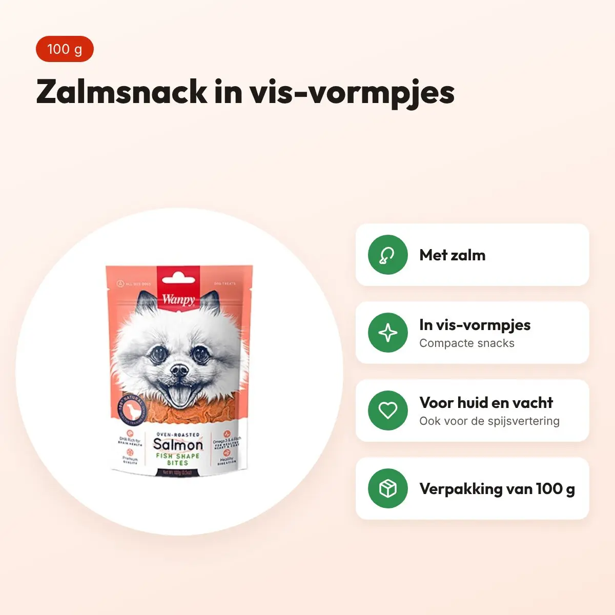 Wanpy Oven-Roasted Salmon Fish Shape Bites 100 g – zalmsnack – voordelen