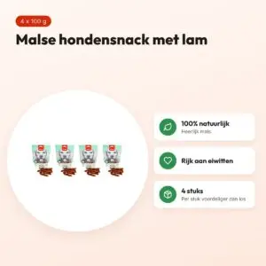 Wanpy Soft lam hondensnack oven-roasted 100 g – multipack 4 stuks – voordelen