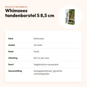 Whimzees tandenborstel hondenkauwsnack Small 8,5 cm – 24 stuks – productinformatie