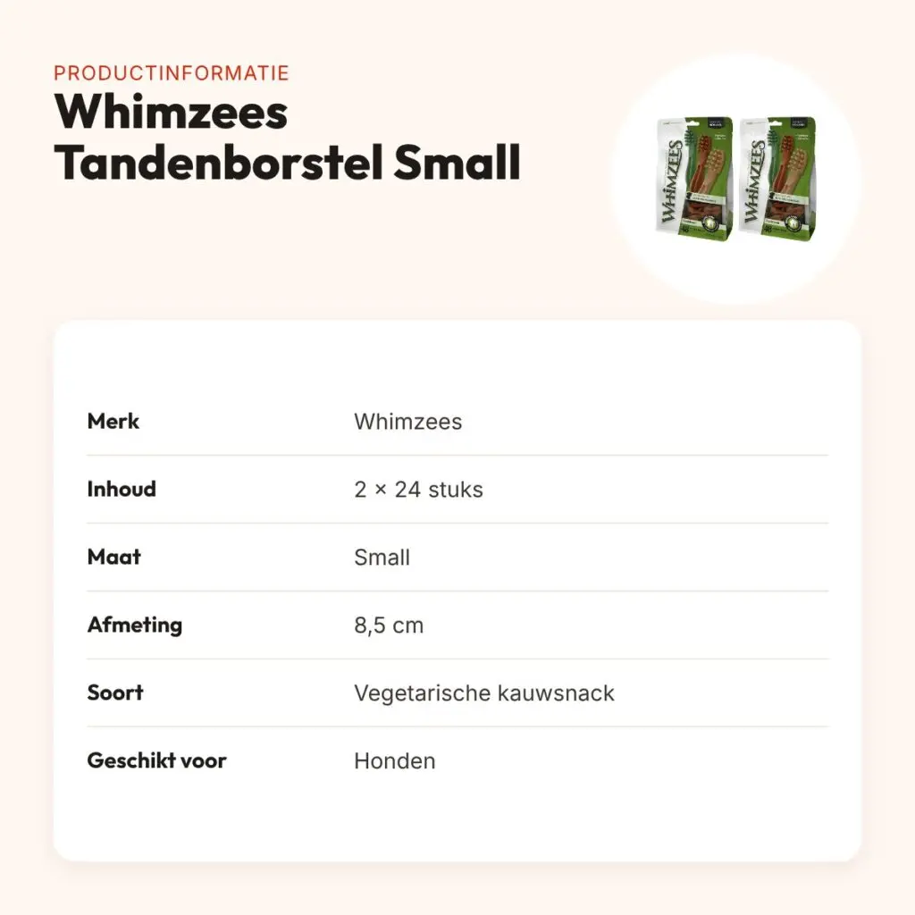 Whimzees Tandenborstel Small 8,5 cm kauwsnack – multipack 2 x 24 stuks – productinformatie