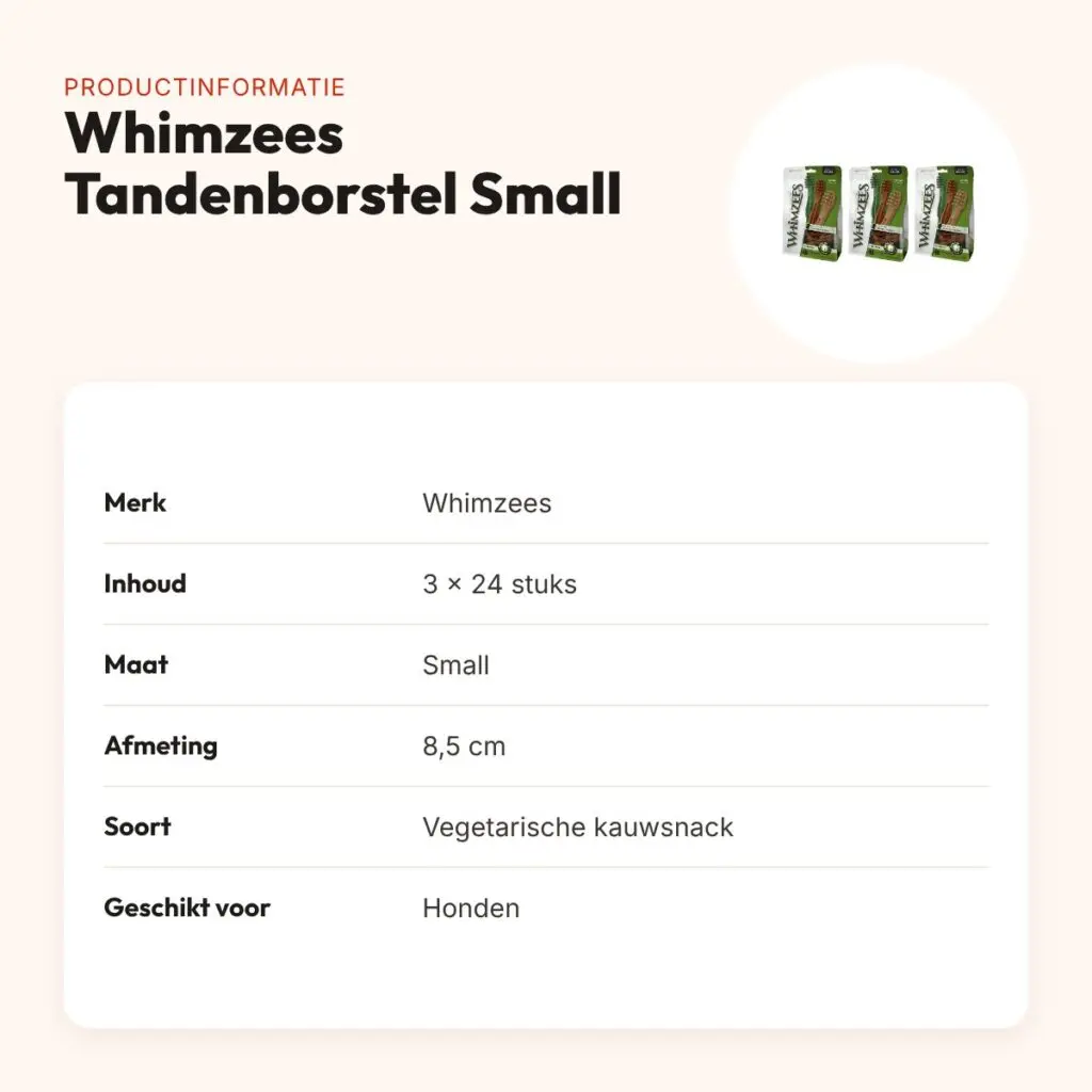 Whimzees Tandenborstel Small 8,5 cm kauwsnack – multipack 3 x 24 stuks – productinformatie