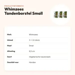 Whimzees Tandenborstel Small 8,5 cm kauwsnack – multipack 3 x 24 stuks – productinformatie