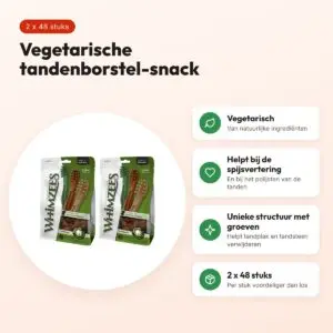 Whimzees Tandenborstel XS 6,5 cm kauwsnack – multipack 2 x 48 stuks – voordelen