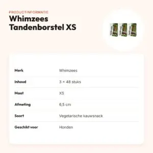 Whimzees Tandenborstel XS 6,5 cm kauwsnack – multipack 3 x 48 stuks – productinformatie