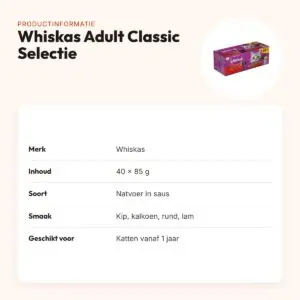 Whiskas kattenvoer Adult Classic Selectie vlees in saus 40 x 85 g – productinformatie