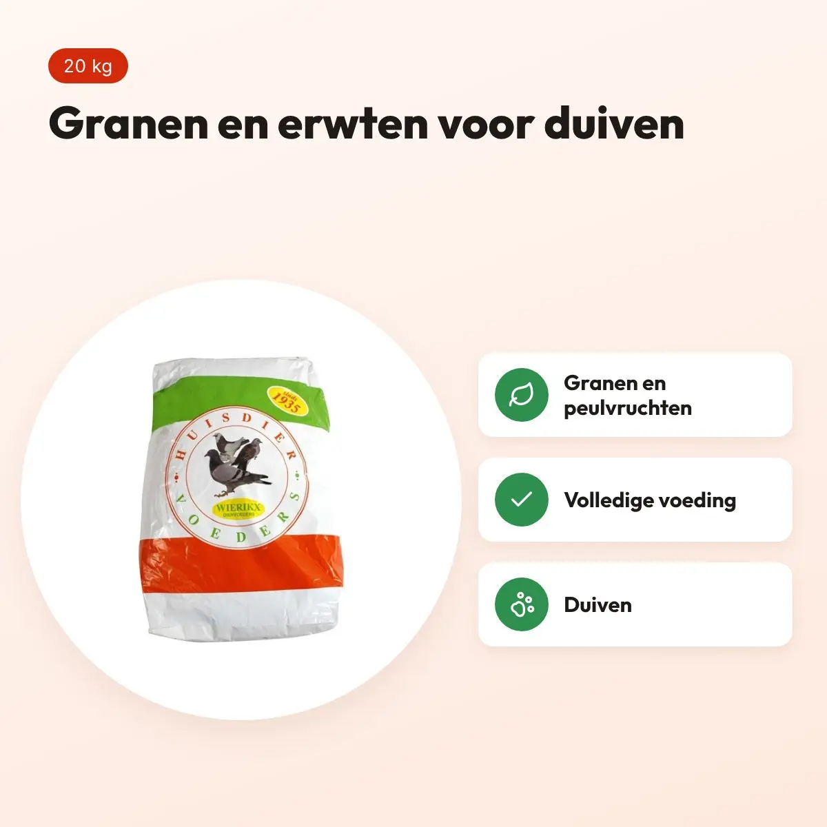 Wierikx duivenvoer 20 kg – granen en erwten – voordelen