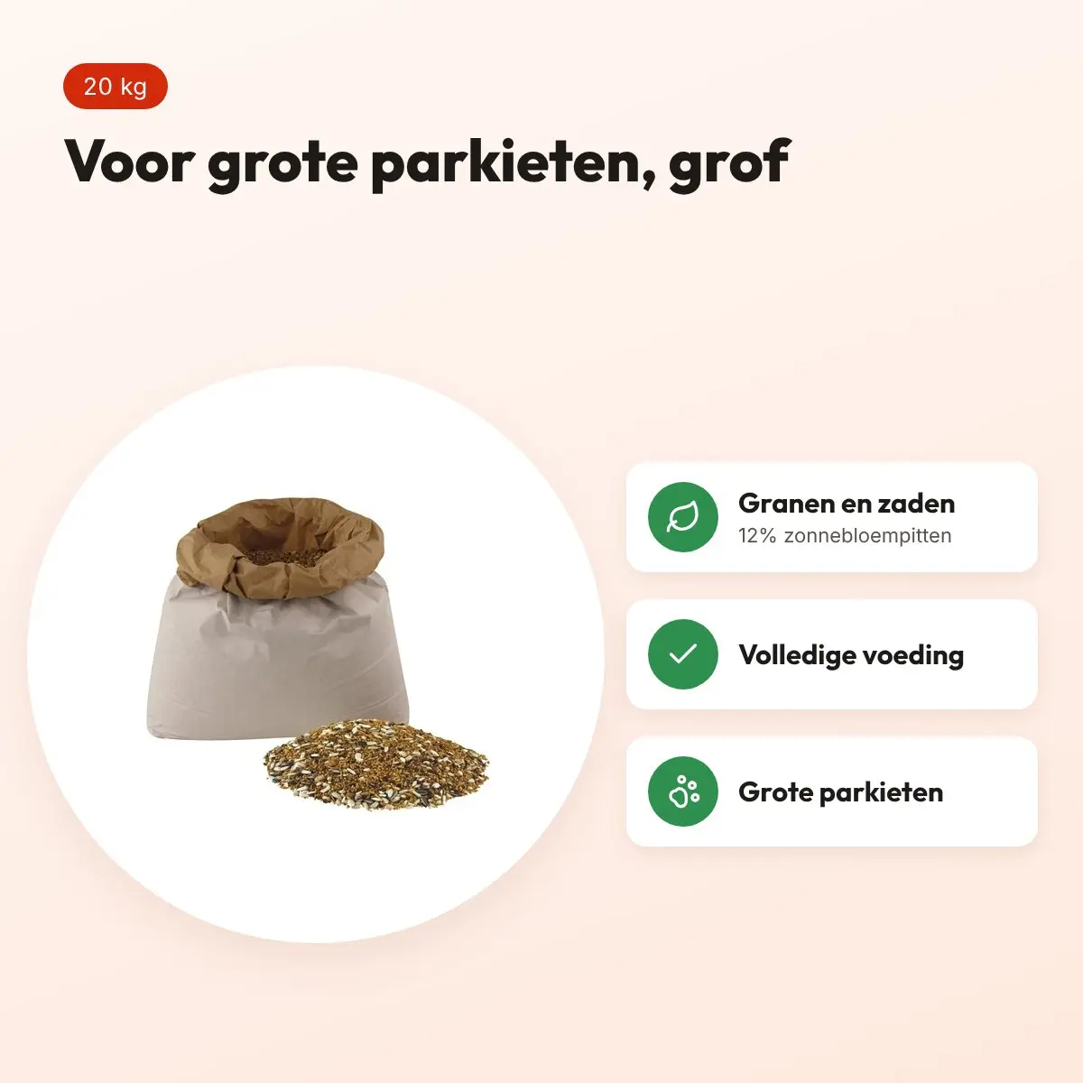 Wierikx parkietenvoer grof 20 kg – voor grote parkieten – voordelen