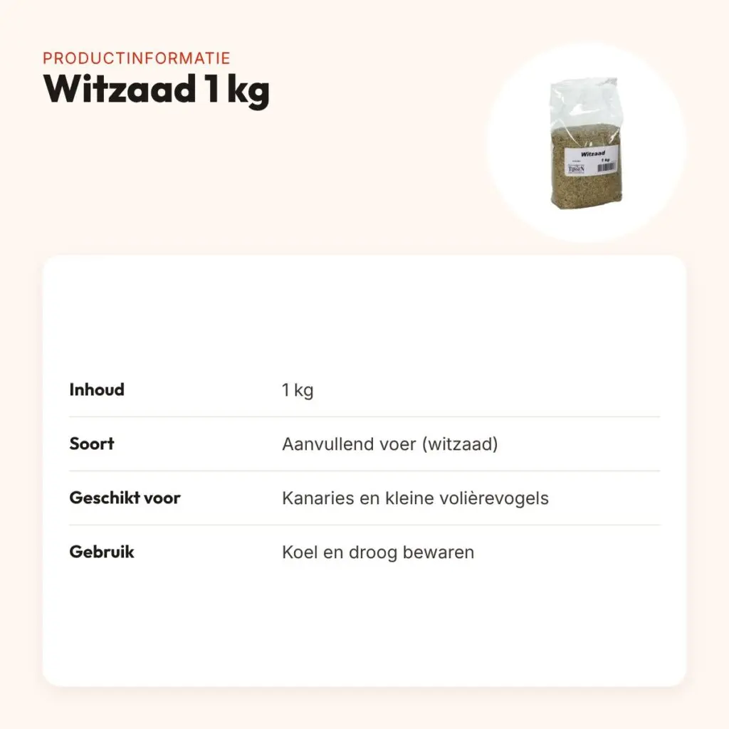 Witzaad 1 kg – aanvullend voer voor kanaries en kleine volièrevogels – productinformatie