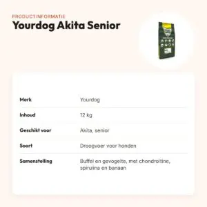 Yourdog hondenvoer Akita Senior 12 kg – buffel en gevogelte – productinformatie