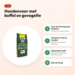 Yourdog hondenvoer Amerikaanse Stafford Senior 12 kg – buffel en gevogelte – voordelen