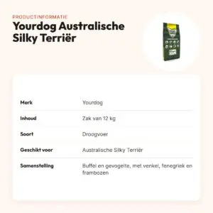 Yourdog hondenvoer Australische Silky Terriër 12 kg – buffel en kip – productinformatie