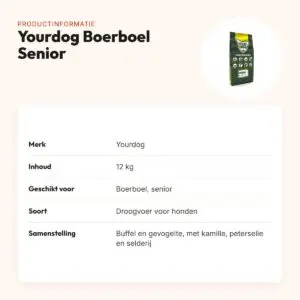 Yourdog hondenvoer Boerboel Senior 12 kg – buffel en gevogelte – productinformatie