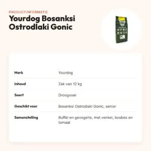 Yourdog hondenvoer Bosanksi Ostrodlaki Gonic Senior 12 kg – productinformatie