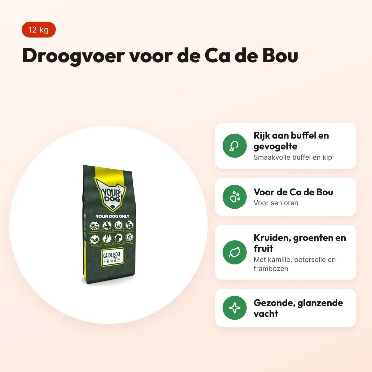 Yourdog hondenvoer Ca de Bou Senior 12 kg – buffel en gevogelte – voordelen