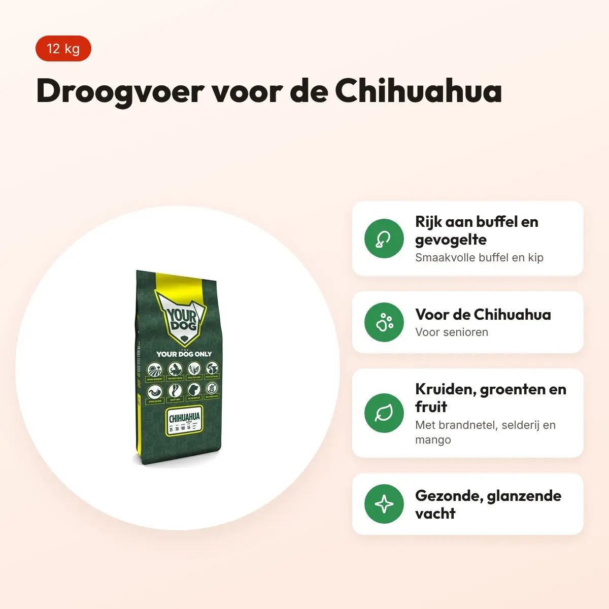 Yourdog hondenvoer Chihuahua Senior 12 kg – buffel en gevogelte – voordelen