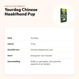 Yourdog hondenvoer Chinese Naakthond Pup 12 kg – buffel en gevogelte – productinformatie
