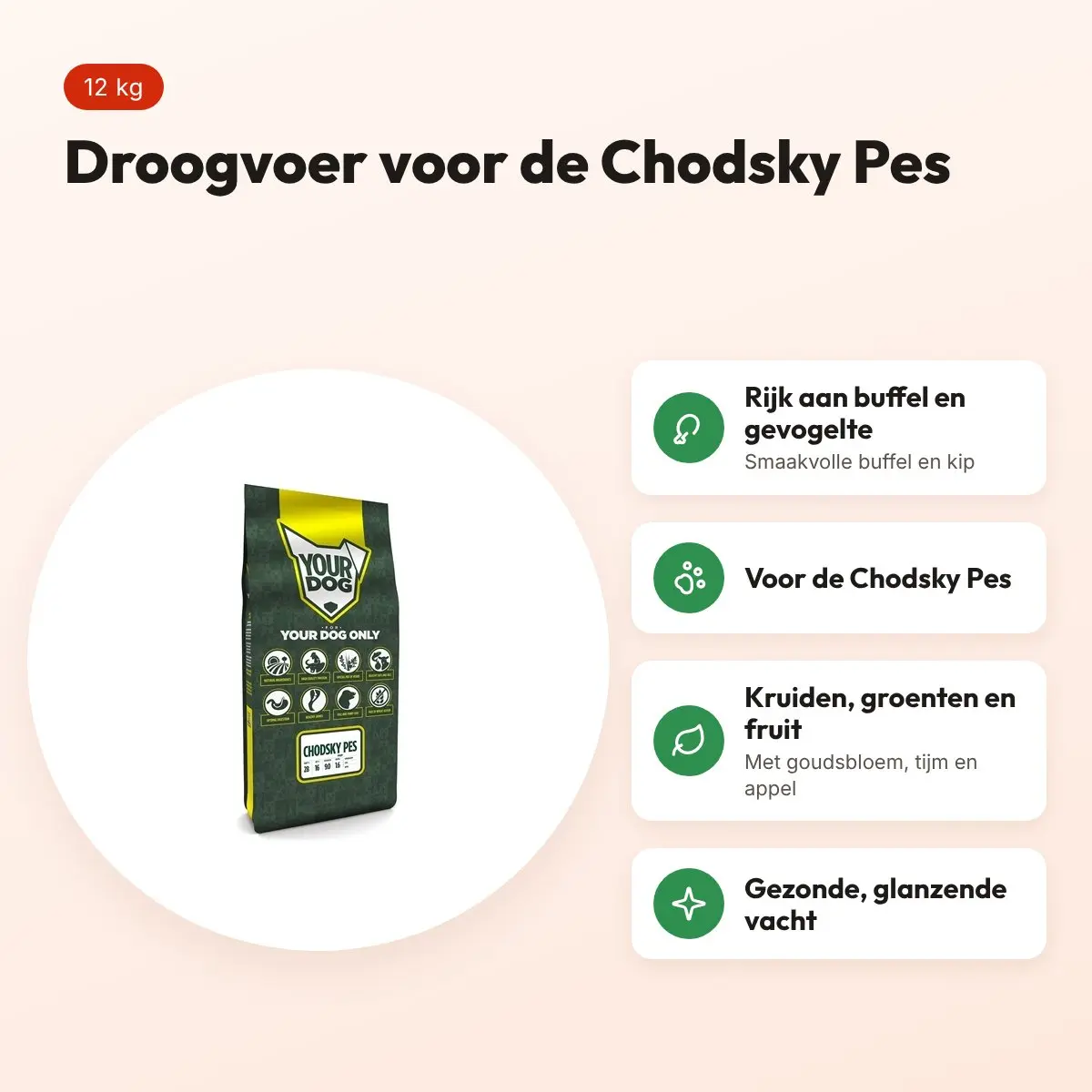 Yourdog hondenvoer Chodsky Pes 12 kg – buffel en gevogelte – voordelen
