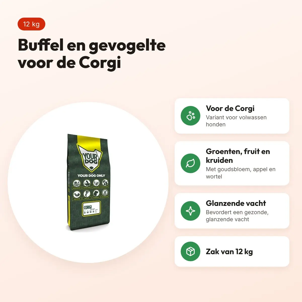 Yourdog hondenvoer Corgi Adult 12 kg – buffel en gevogelte – voordelen
