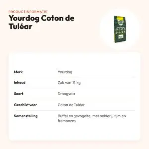Yourdog hondenvoer Coton de Tuléar 12 kg – buffel en gevogelte – productinformatie