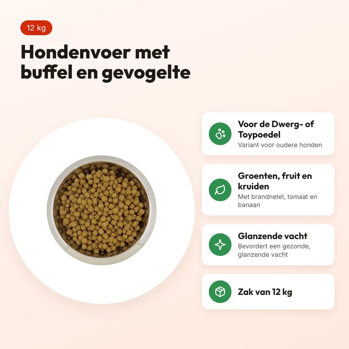 Yourdog hondenvoer Dwerg- of Toypoedel Senior 12 kg – buffel en gevogelte – voordelen