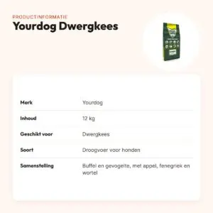 Yourdog hondenvoer Dwergkees 12 kg – buffel en gevogelte – productinformatie