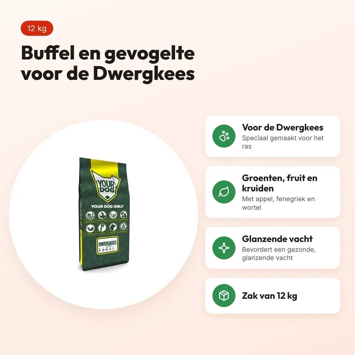 Yourdog hondenvoer Dwergkees 12 kg – buffel en gevogelte – voordelen