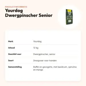 Yourdog hondenvoer Dwergpinscher Senior 12 kg – buffel en gevogelte – productinformatie
