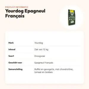 Yourdog hondenvoer Epagneul Français 12 kg – buffel en gevogelte – productinformatie