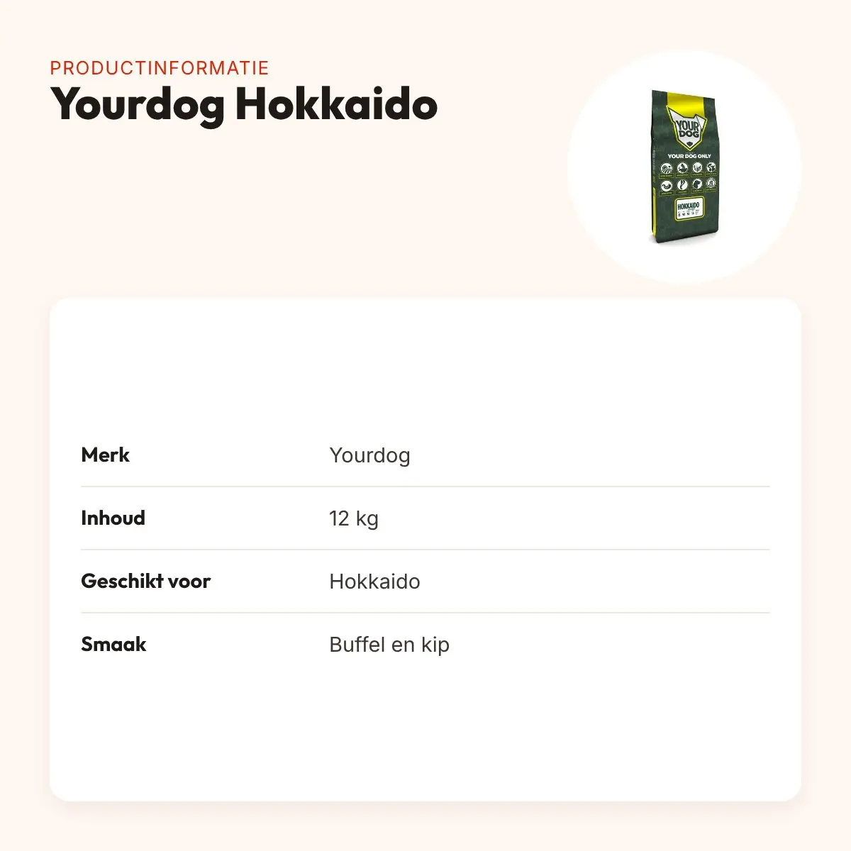 Yourdog hondenvoer Hokkaido 12 kg – buffel en kip – productinformatie