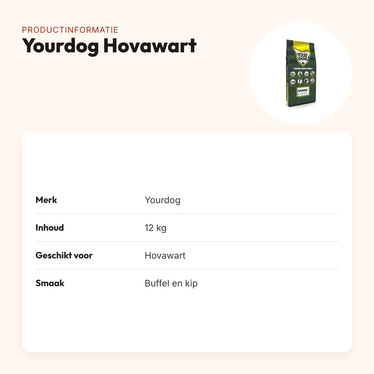 Yourdog hondenvoer Hovawart 12 kg – buffel en kip – productinformatie