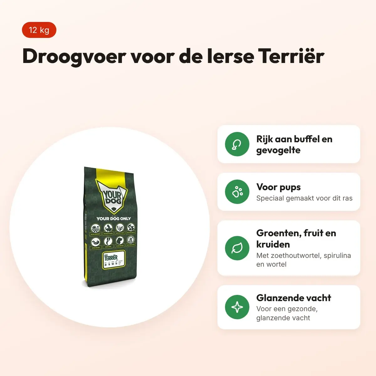 Yourdog hondenvoer Ierse Terriër Pup 12 kg – buffel en gevogelte – voordelen