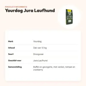 Yourdog hondenvoer Jura Laufhund 12 kg – buffel en gevogelte – productinformatie