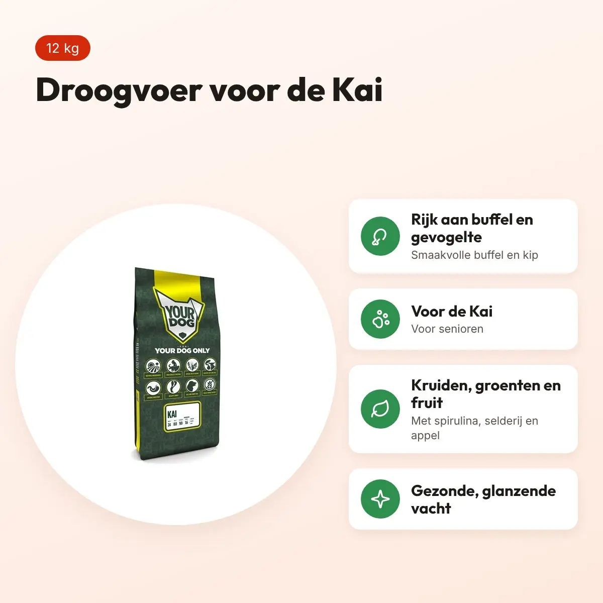 Yourdog hondenvoer Kai Senior 12 kg – buffel en gevogelte – voordelen