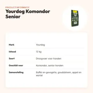 Yourdog hondenvoer Komondor Senior 12 kg – buffel en gevogelte – productinformatie