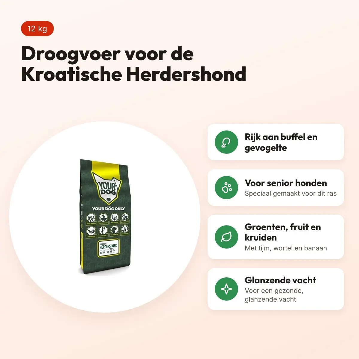 Yourdog hondenvoer Kroatische Herdershond Senior 12 kg – voordelen
