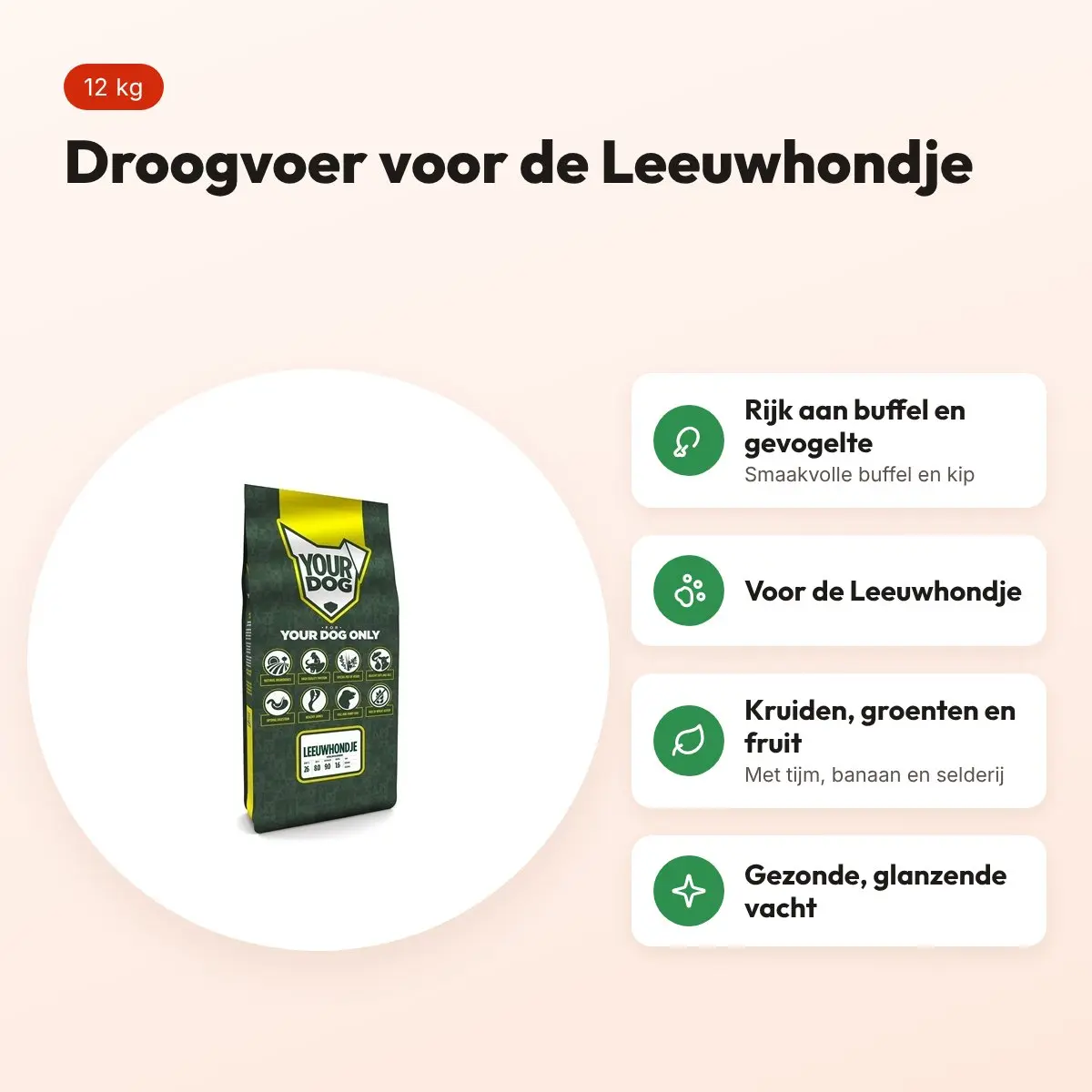 Yourdog hondenvoer Leeuwhondje 12 kg – buffel en gevogelte – voordelen