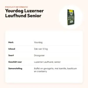 Yourdog hondenvoer Luzerner Laufhund Senior 12 kg – buffel en gevogelte – productinformatie