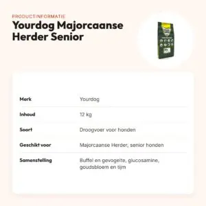 Yourdog hondenvoer Majorcaanse Herder Senior 12 kg – buffel en gevogelte – productinformatie