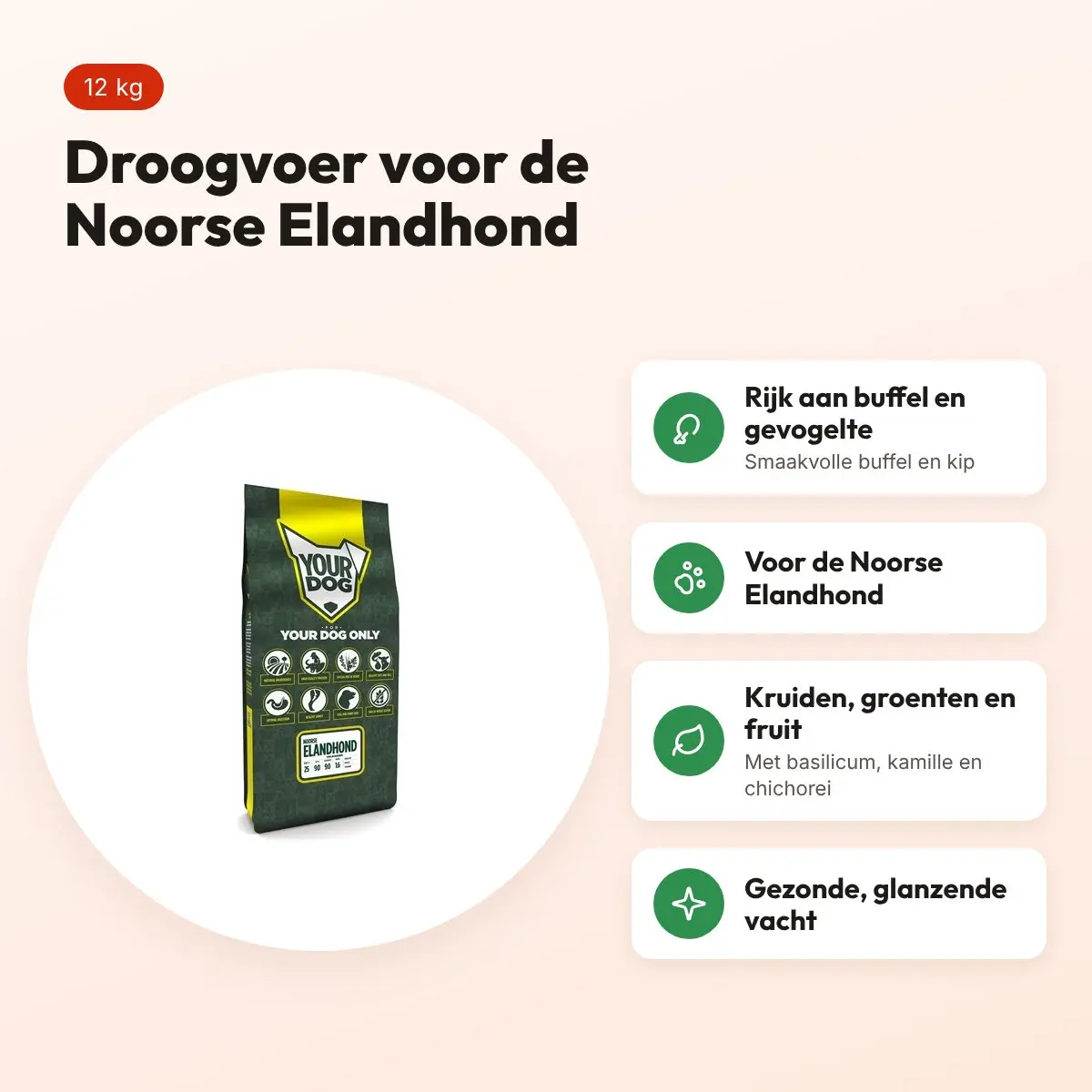 Yourdog hondenvoer Noorse Elandhond 12 kg – buffel en gevogelte – voordelen