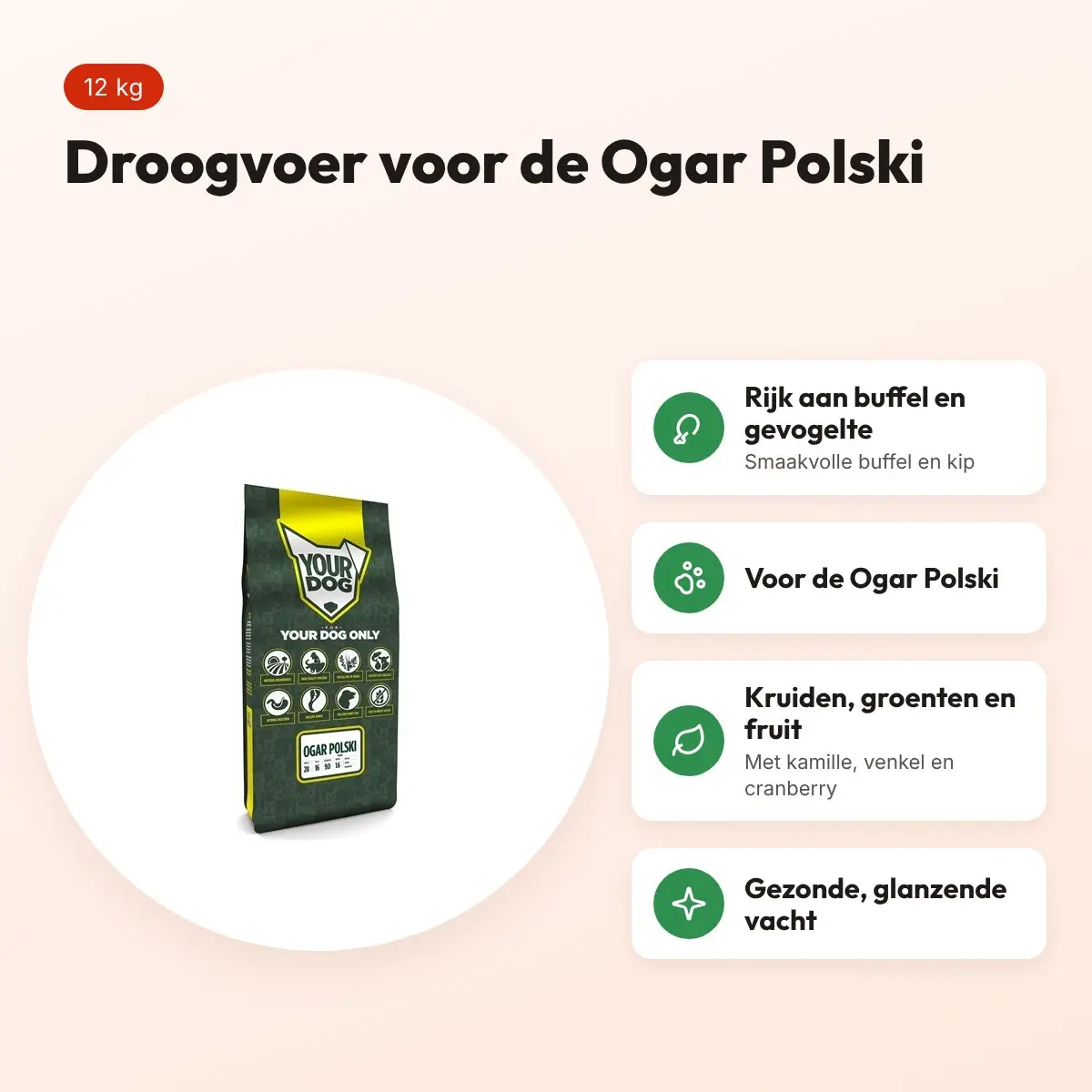 Yourdog hondenvoer Ogar Polski 12 kg – buffel en gevogelte – voordelen